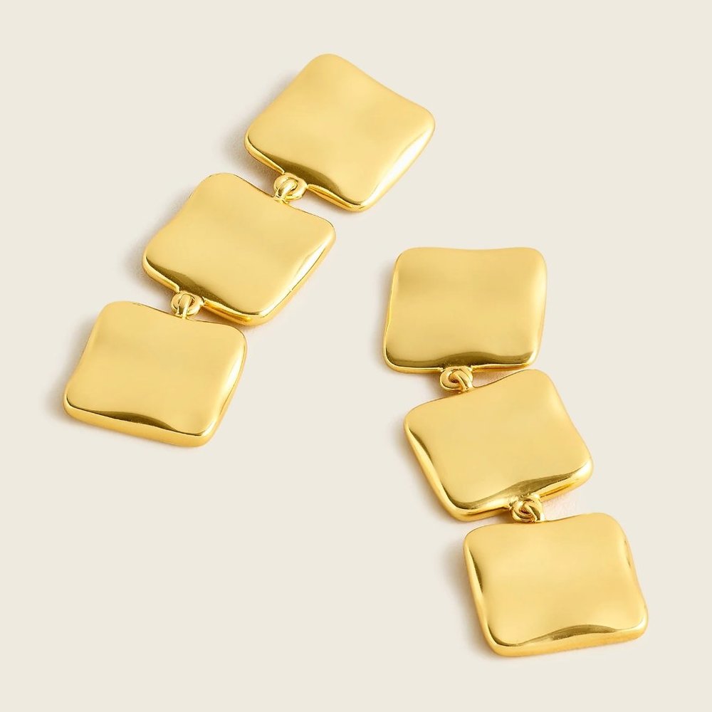 J. Crew Gold-Tone Linked Square Drop Earrings